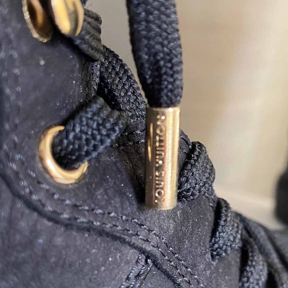 Louis Vuitton black monogram hi top rubber leather hi top fashion shoes wedges - Picture 6 of 11